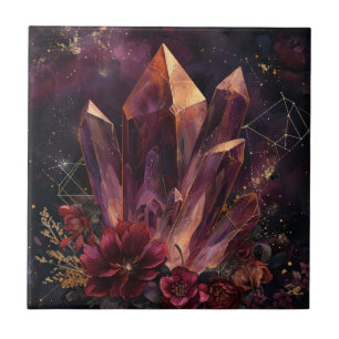 Carreau Motif Galaxie Florale Améthyste Gothique