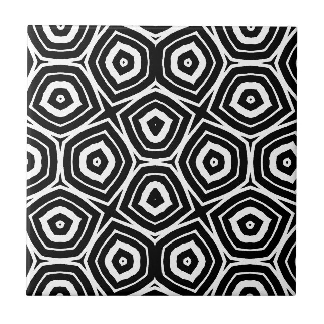 Carreau Motif géométrique abstrait noir et blanc (Devant)