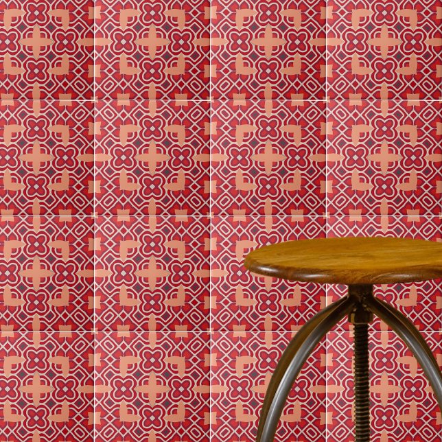 Carreau Motif géométrique arabe de Bohême rouge (Créateur téléchargé)