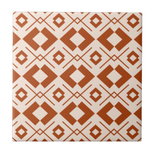 Carreau motif géométrique beige et orange brûlé