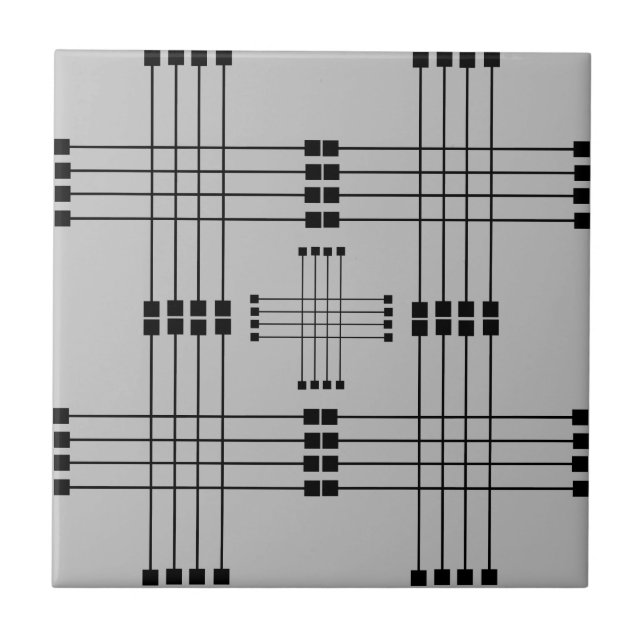 Carreau Motif géométrique | CARRÉ | Lignes | Gris | (Devant)