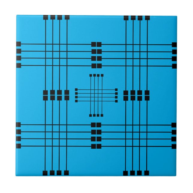 Carreau Motif géométrique | Carrés | Lignes | Bleu ciel | (Devant)