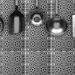 Carreau Motif géométrique chic noir et blanc contemporain