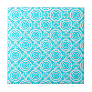 Carreau Motif géométrique de cercles blanc turquoise vif