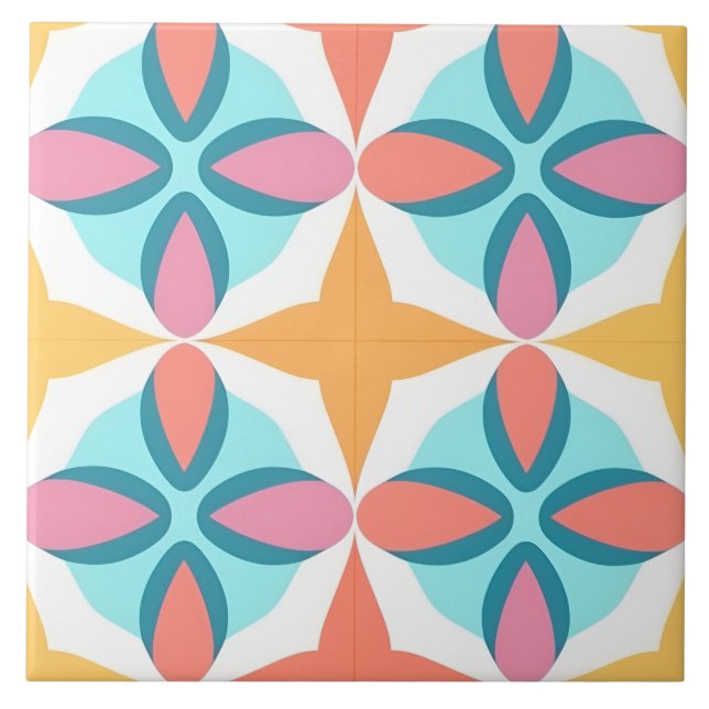 Carreau Motif géométrique de l'art indien coloré (Devant)