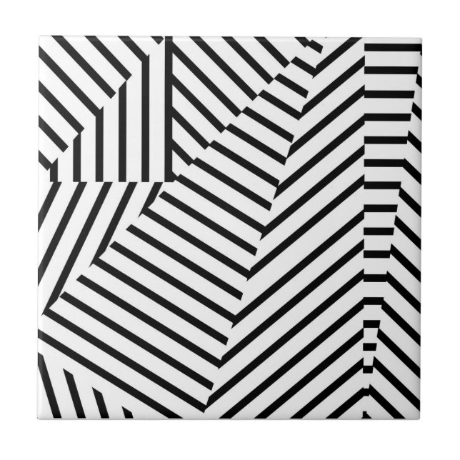 Carreau Motif géométrique de rayures noires et blanches (Devant)