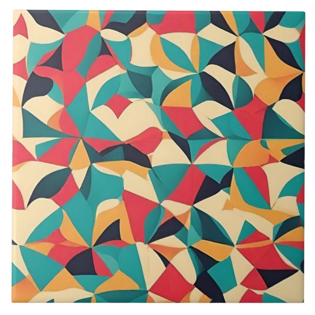 Carreau Motif géométrique de style rétro Abstrait - Turquo (Devant)