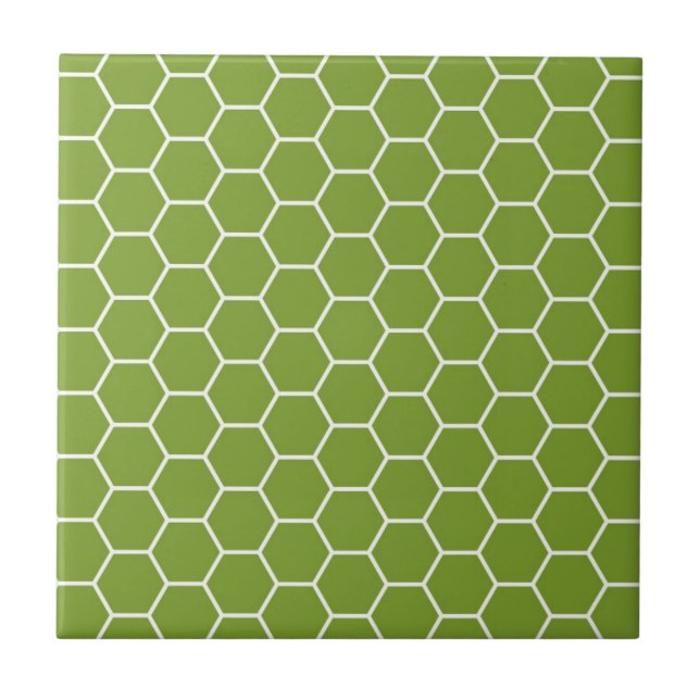 Carreau Motif géométrique d'hexagone vert de nid (Devant)