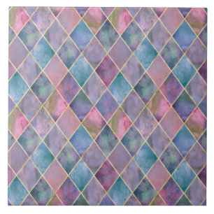 Carreau Motif géométrique diamant aquarelle Harlequin