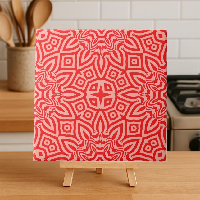 Carreau Motif géométrique en mosaïque de créme rouge (Créateur téléchargé)