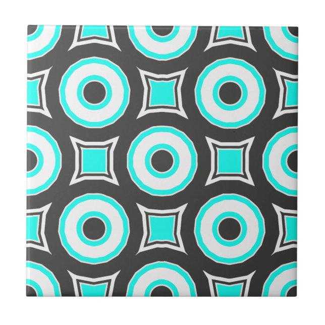 Carreau Motif géométrique en mosaïque noire et blanche (Devant)