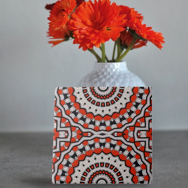 Carreau Motif géométrique en mosaïque noire rouge (Créateur téléchargé)