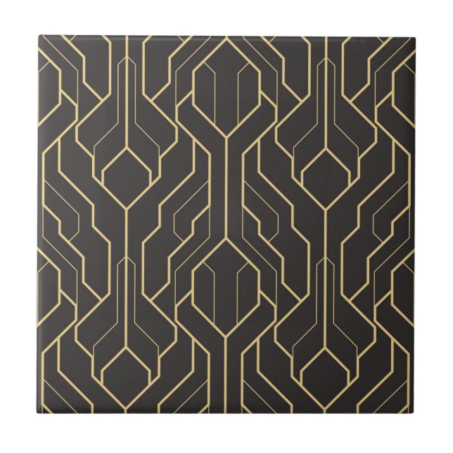 Carreau Motif géométrique en or noir | Art déco (Devant)