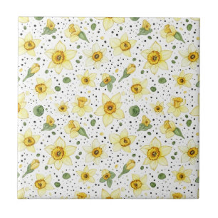 Carreau Motif géométrique floral de jonquille botanique (2