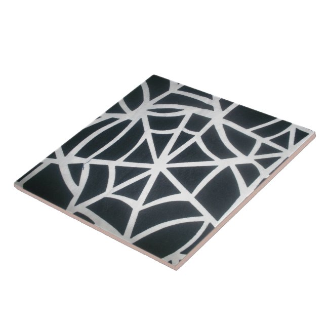Carreau Motif géométrique Gras noir et blanc Spider Web (Côté)