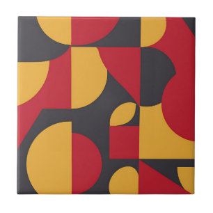 Carreau Motif géométrique gras rouge jaune gris du milieu 