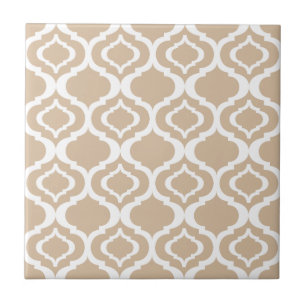 Carreau Motif géométrique marocain en treillis beige et bl