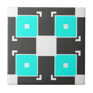 Carreau Motif géométrique Mint noir et blanc À damiers