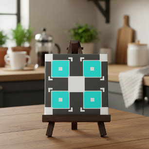 Carreau Motif géométrique Mint noir et blanc À damiers