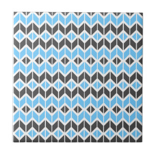 Carreau Motif géométrique moderne Blue Grey Herringbone