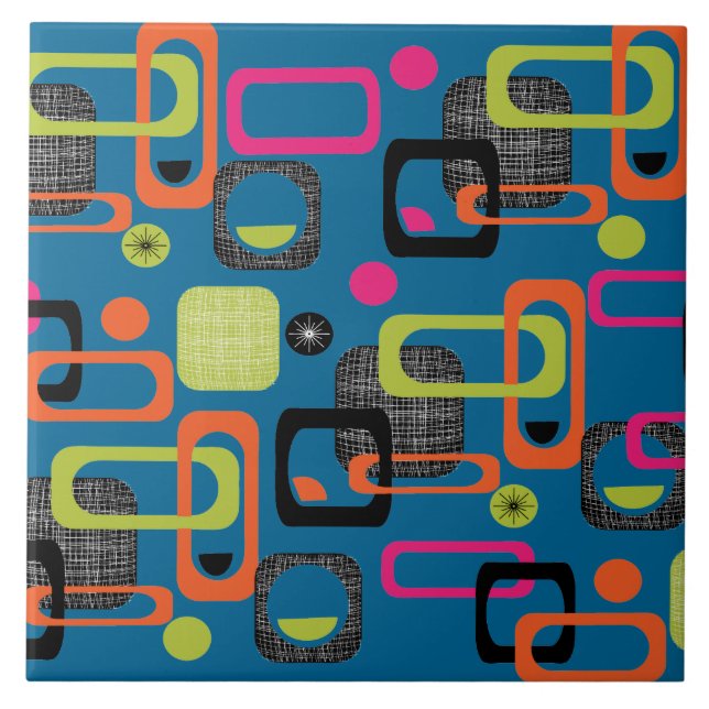 Carreau Motif géométrique moderne du milieu du siècle funk (Devant)