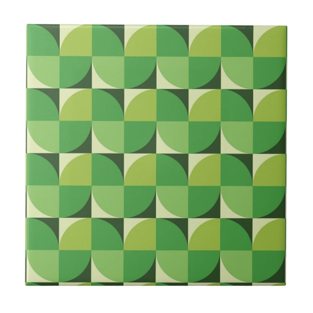 Carreau Motif géométrique moderne du milieu du siècle vert (Devant)
