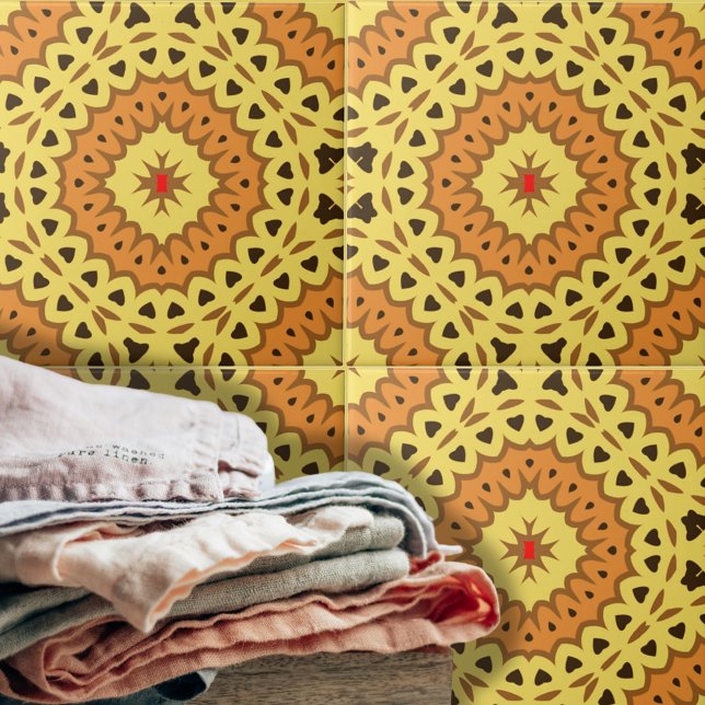 Carreau Motif géométrique Mosaïque orange jaune oriental (Créateur téléchargé)