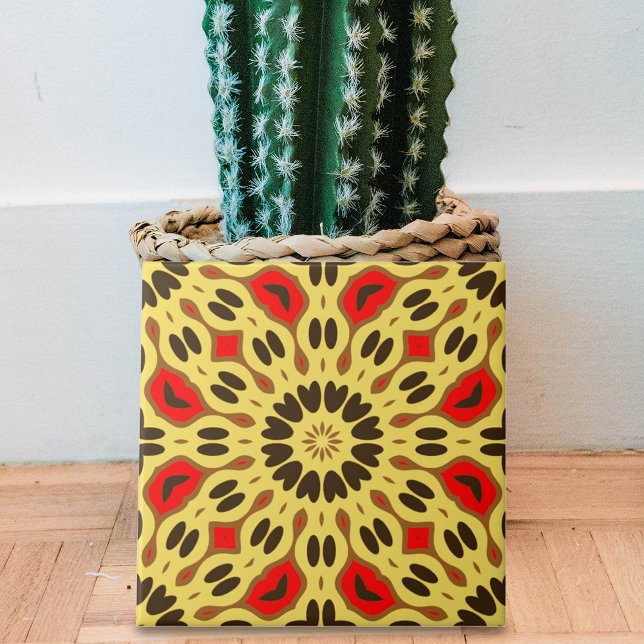 Carreau Motif géométrique Mosaïque orientale rouge jaune (Créateur téléchargé)