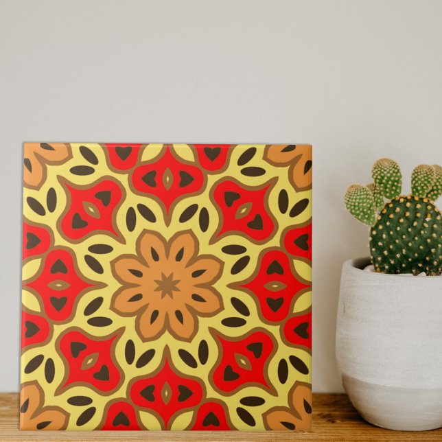 Carreau Motif géométrique Mosaïque rouge jaune et orange B (Créateur téléchargé)