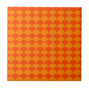 Carreau Motif géométrique orange demi-cercle japonais vagu