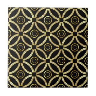 Carreau Motif Géométrique Parties scintillant Noir Et Or