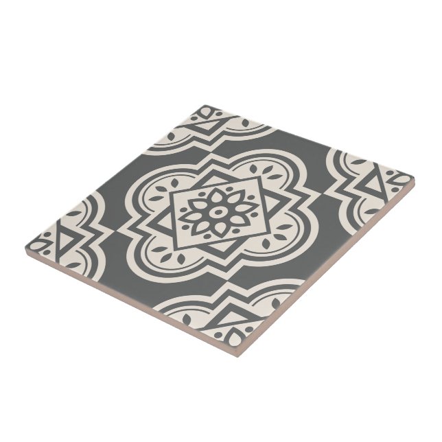 Carreau Motif géométrique Quatrefoil décoratif en céramiqu (Côté)