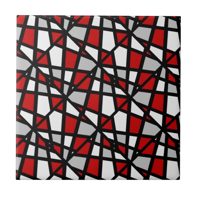 Carreau Motif géométrique rouge gris noir blanc (Devant)