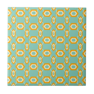 Carreau Motif géométrique stylisé en hexagone orange gras