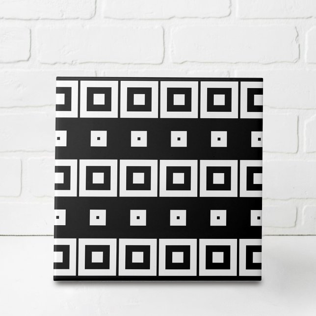 Carreau Motif géométrique tendance noir et blanc Op Art (Créateur téléchargé)