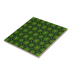 Carreau motif géométrique vert et noir