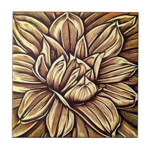 Carreau Motif Giant Peony en Brown et beige