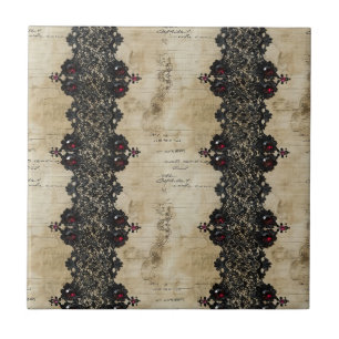 Carreau Motif gothique en dentelle rubis victorien (6)