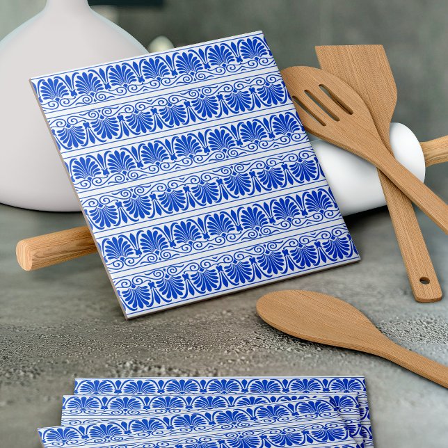 Carreau Motif grec méditerranéen bleu (Créateur téléchargé)