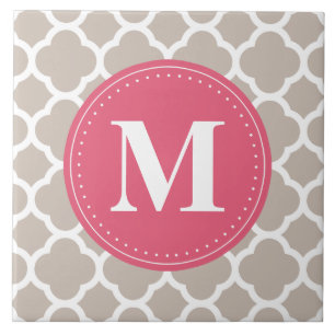 Carreau Motif gris de toile de Quatrefoil de monogramme