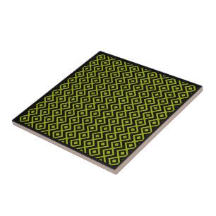 Carreau Motif Harlequin en forme de diamant noir et jaune