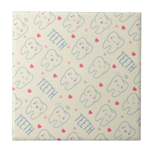 Carreau Motif heureux en pastel de dents