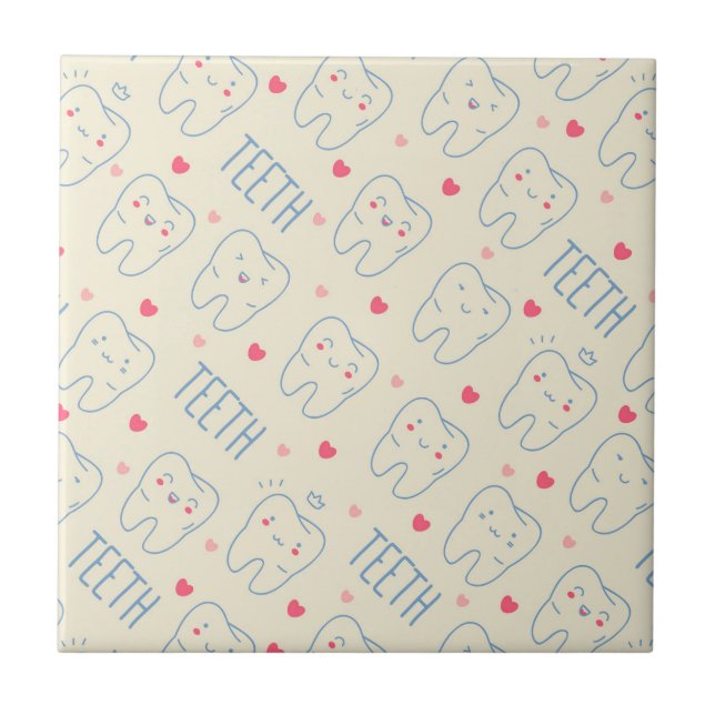 Carreau Motif heureux en pastel de dents (Devant)