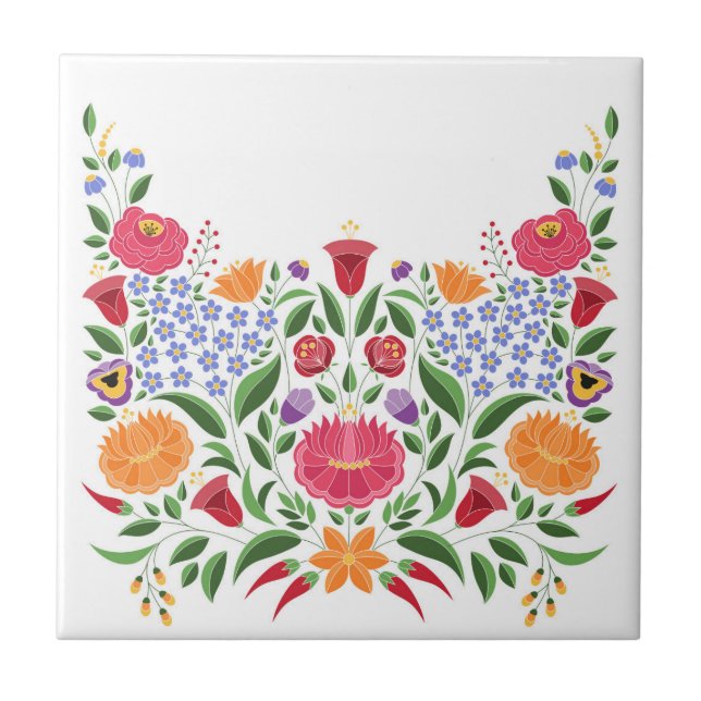 Carreau Motif hongrois de gens - fleur de broderie de (Devant)