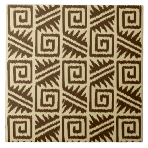 Carreau Motif Ikat Aztec - Brown foncé et Tan