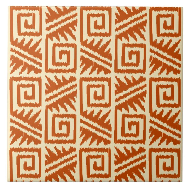 Carreau Motif Ikat Aztec - Mandarin et orange clair (Devant)