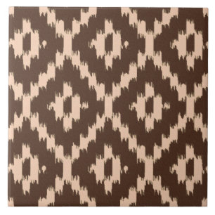 Carreau Motif Ikat - Chocolat et pêche pâle