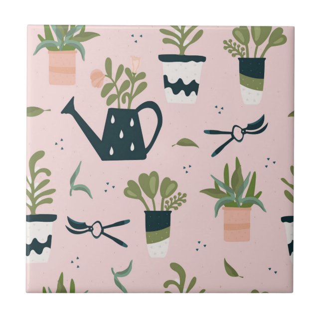 Carreau Motif imprimé Whimsical Pink Gardening (Devant)