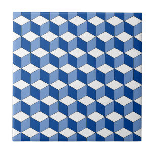 Carreau Motif isométrique bleu monochrome