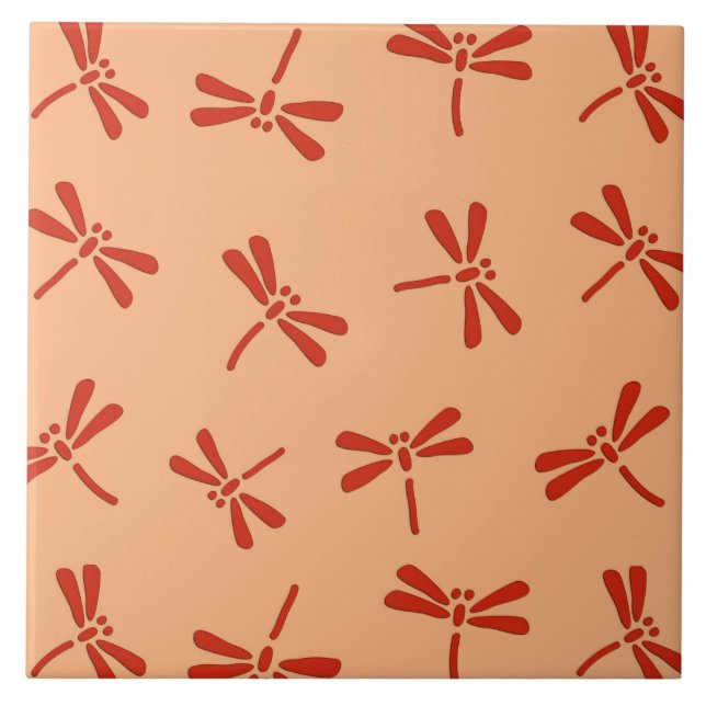 Carreau Motif japonais de libellule, mandarine (Devant)
